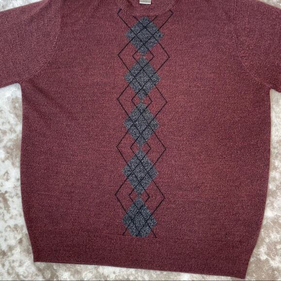 Geoffrey Beene burgundy argyle soft sweater long sleeve dress SZ M - Picture 5 of 6